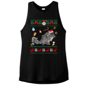 Funny Ugly Xmas Sweater Animals Lights Christmas Chinchilla Gift Ladies PosiCharge Tri-Blend Wicking Tank