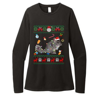 Funny Ugly Xmas Sweater Animals Lights Christmas Chinchilla Gift Womens CVC Long Sleeve Shirt