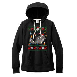 Funny Ugly Xmas Sweater Animals Lights Christmas Chinchilla Gift Women's Fleece Hoodie