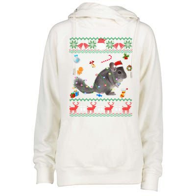 Funny Ugly Xmas Sweater Animals Lights Christmas Chinchilla Gift Womens Funnel Neck Pullover Hood