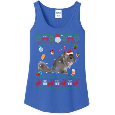 Funny Ugly Xmas Sweater Animals Lights Christmas Chinchilla Gift Ladies Essential Tank