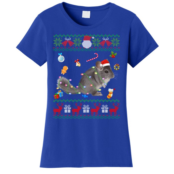 Funny Ugly Xmas Sweater Animals Lights Christmas Chinchilla Gift Women's T-Shirt