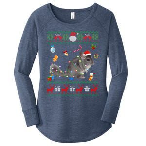 Funny Ugly Xmas Sweater Animals Lights Christmas Chinchilla Gift Women's Perfect Tri Tunic Long Sleeve Shirt