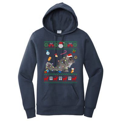 Funny Ugly Xmas Sweater Animals Lights Christmas Chinchilla Gift Women's Pullover Hoodie