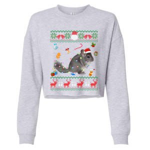 Funny Ugly Xmas Sweater Animals Lights Christmas Chinchilla Gift Cropped Pullover Crew