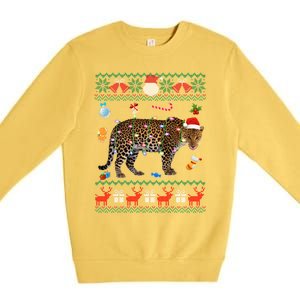 Funny Ugly Xmas Sweater Animals Lights Christmas Leopard Meaningful Gift Premium Crewneck Sweatshirt