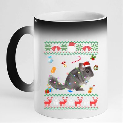 Funny Ugly Xmas Sweater Animals Lights Christmas Chinchilla Gift 11oz Black Color Changing Mug