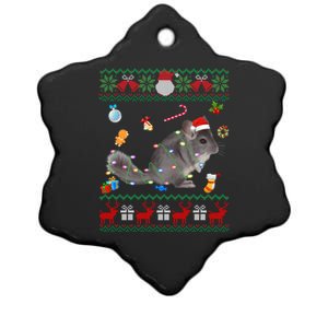 Funny Ugly Xmas Sweater Animals Lights Christmas Chinchilla Gift Ceramic Star Ornament