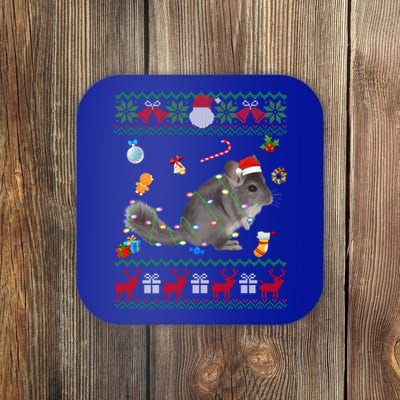 Funny Ugly Xmas Sweater Animals Lights Christmas Chinchilla Gift Coaster