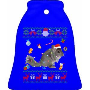 Funny Ugly Xmas Sweater Animals Lights Christmas Chinchilla Gift Ceramic Bell Ornament