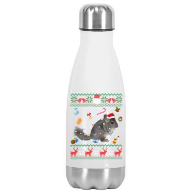 Funny Ugly Xmas Sweater Animals Lights Christmas Chinchilla Gift Stainless Steel Insulated Water Bottle