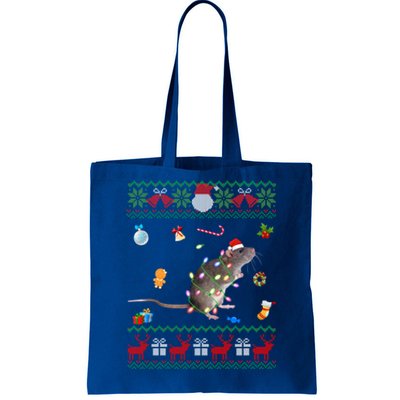 Funny Ugly Xmas Sweater Animals Lights Christmas Rat Gift Tote Bag