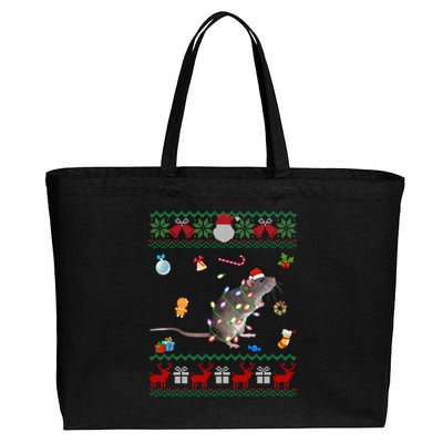 Funny Ugly Xmas Sweater Animals Lights Christmas Rat Gift Cotton Canvas Jumbo Tote