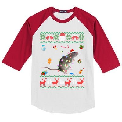 Funny Ugly Xmas Sweater Animals Lights Christmas Rat Gift Kids Colorblock Raglan Jersey