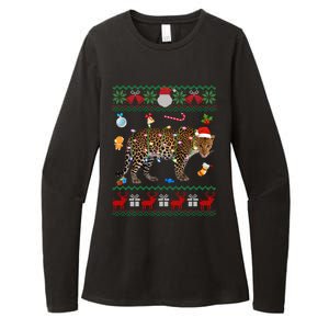 Funny Ugly Xmas Sweater Animals Lights Christmas Leopard Gift Womens CVC Long Sleeve Shirt