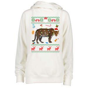 Funny Ugly Xmas Sweater Animals Lights Christmas Leopard Gift Womens Funnel Neck Pullover Hood