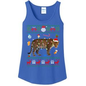 Funny Ugly Xmas Sweater Animals Lights Christmas Leopard Gift Ladies Essential Tank