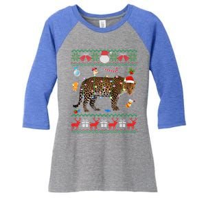 Funny Ugly Xmas Sweater Animals Lights Christmas Leopard Gift Women's Tri-Blend 3/4-Sleeve Raglan Shirt