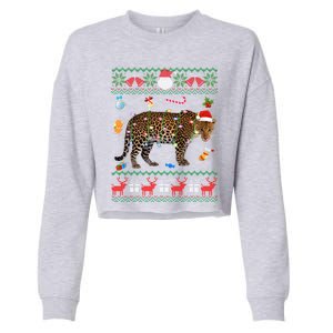 Funny Ugly Xmas Sweater Animals Lights Christmas Leopard Gift Cropped Pullover Crew