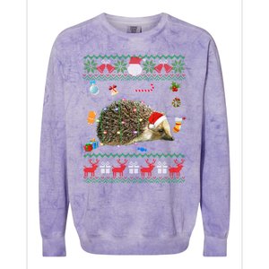 Funny Ugly Xmas Animals Lights Christmas Hedgehog Great Gift Colorblast Crewneck Sweatshirt