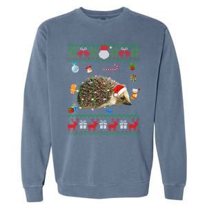 Funny Ugly Xmas Animals Lights Christmas Hedgehog Great Gift Garment-Dyed Sweatshirt