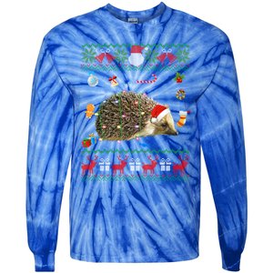 Funny Ugly Xmas Animals Lights Christmas Hedgehog Great Gift Tie-Dye Long Sleeve Shirt