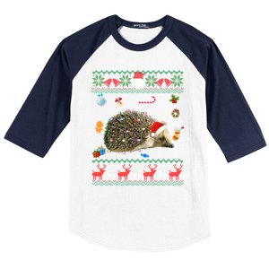 Funny Ugly Xmas Animals Lights Christmas Hedgehog Great Gift Baseball Sleeve Shirt