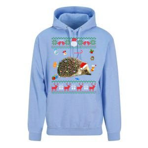 Funny Ugly Xmas Animals Lights Christmas Hedgehog Great Gift Unisex Surf Hoodie