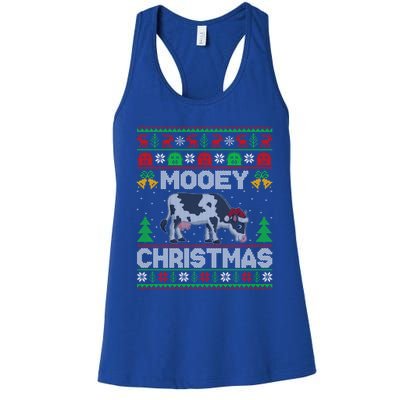 Farmer Ugly Xmas Santa Cow Farmer Mooey Christmas Cute Gift Women's Racerback Tank