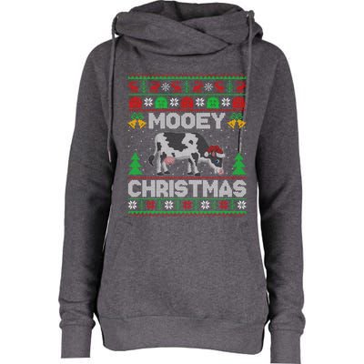 Farmer Ugly Xmas Santa Cow Farmer Mooey Christmas Cute Gift Womens Funnel Neck Pullover Hood