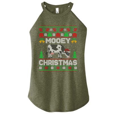 Farmer Ugly Xmas Santa Cow Farmer Mooey Christmas Cute Gift Women’s Perfect Tri Rocker Tank