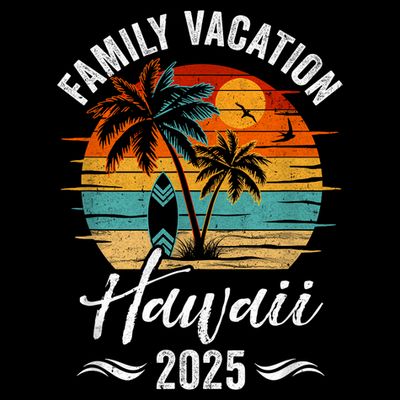 Family Vacation 2025 Vintage Hawaii Summer Matching Trip T-Shirt