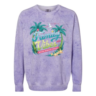 Family Vibes 2024: Tropical Beach Memories Cool Gift Colorblast Crewneck Sweatshirt