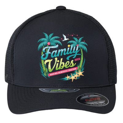 Family Vibes 2024: Tropical Beach Memories Cool Gift Flexfit Unipanel Trucker Cap