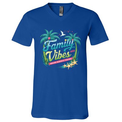 Family Vibes 2024: Tropical Beach Memories Cool Gift V-Neck T-Shirt