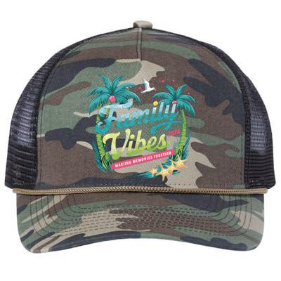 Family Vibes 2024: Tropical Beach Memories Cool Gift Retro Rope Trucker Hat Cap