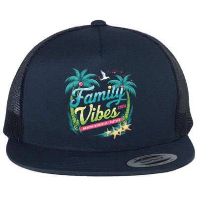 Family Vibes 2024: Tropical Beach Memories Cool Gift Flat Bill Trucker Hat