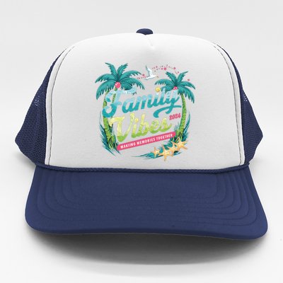 Family Vibes 2024: Tropical Beach Memories Cool Gift Trucker Hat