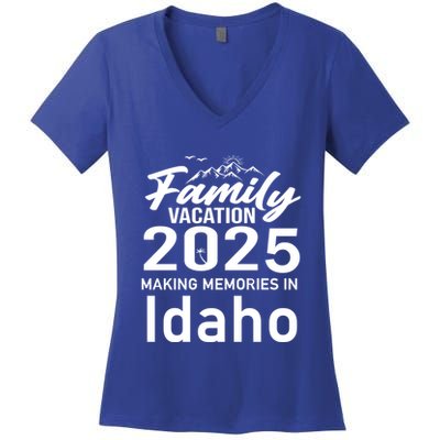 Family Vacation 2025 Making Memories Idaho Summer Trip Great Gift Women's V-Neck T-Shirt
