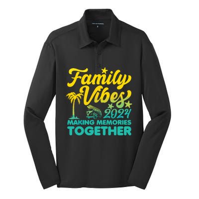 Family Vibes 2024 Making Memories Together Reunion Vacation Silk Touch Performance Long Sleeve Polo