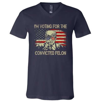 Funny Voting 2024 IM Voting For The Convicted Felon V-Neck T-Shirt