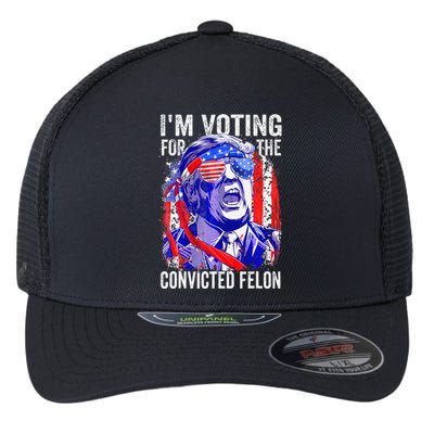 Funny Voting 2024 IM Voting For The Convicted Felon Flexfit Unipanel Trucker Cap