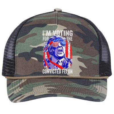 Funny Voting 2024 IM Voting For The Convicted Felon Retro Rope Trucker Hat Cap