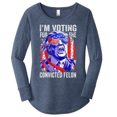 Funny Voting 2024 IM Voting For The Convicted Felon Women's Perfect Tri Tunic Long Sleeve Shirt