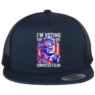 Funny Voting 2024 IM Voting For The Convicted Felon Flat Bill Trucker Hat