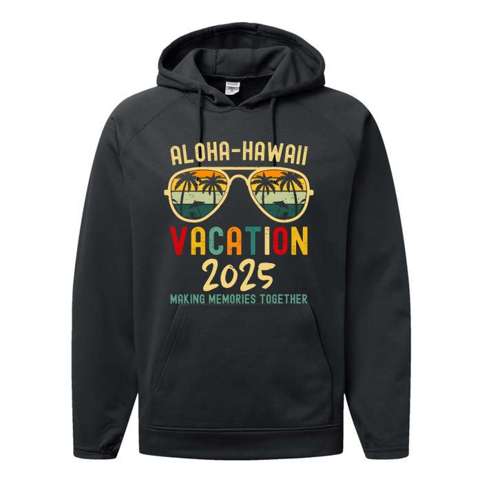 Family Vacation 2025 Aloha Hawaii Hawaiian Summer Matching Performance Fleece Hoodie