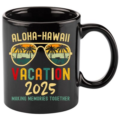 Family Vacation 2025 Aloha Hawaii Hawaiian Summer Matching 11oz C Handle Ceramic Mug