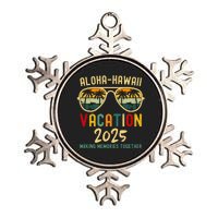 Family Vacation 2025 Aloha Hawaii Hawaiian Summer Matching Metallic Star Ornament