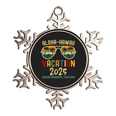 Family Vacation 2025 Aloha Hawaii Hawaiian Summer Matching Metallic Star Ornament