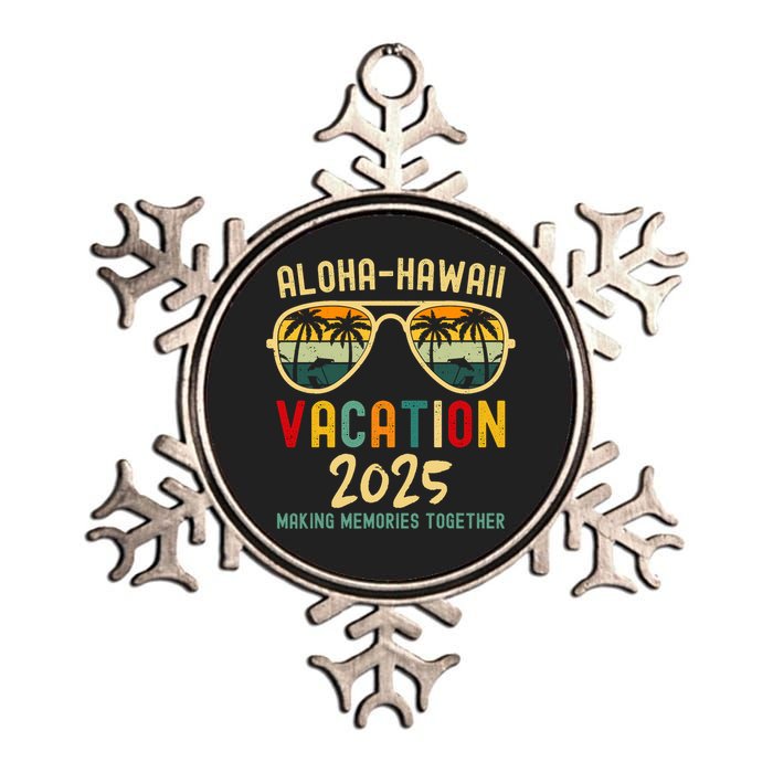 Family Vacation 2025 Aloha Hawaii Hawaiian Summer Matching Metallic Star Ornament